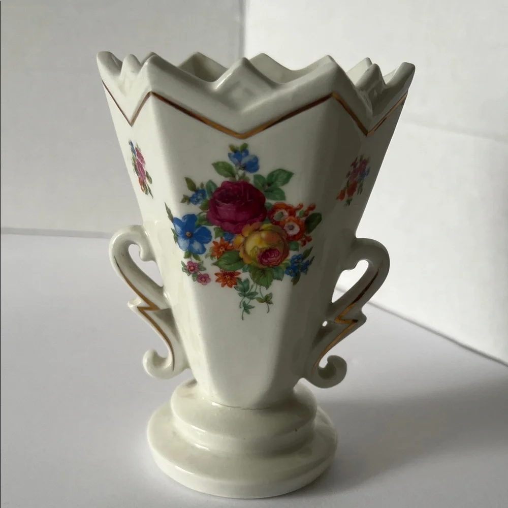 Small Floral Vase with Handles Made in Slovakia